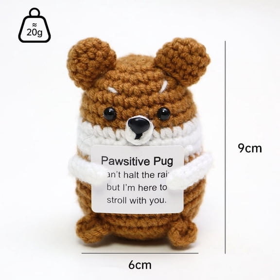 Handmade Mini Funny Positive Dog,Knitted Wool Doll with Positive Card for Cheer Up Gifts and Party Decorations, Cute Wool Positive Potato Crochet Doll for Birthday Gifts