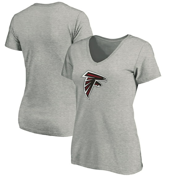 Women's Heather Gray Atlanta Falcons Primary Logo V-Neck T-Shirt
