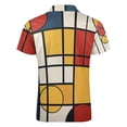 thumbnail image 5 of Mondrian Inspired（14） Men Zipper T-shirt Summer Casual Short Sleeve T-shirt Top, 5 of 7