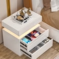 thumbnail image 2 of YILQQPER Nightstand with LED 2 Drawers and 1 Flapping Top Storage Box for Bedroom, White Wood Beside Table, 2 of 12