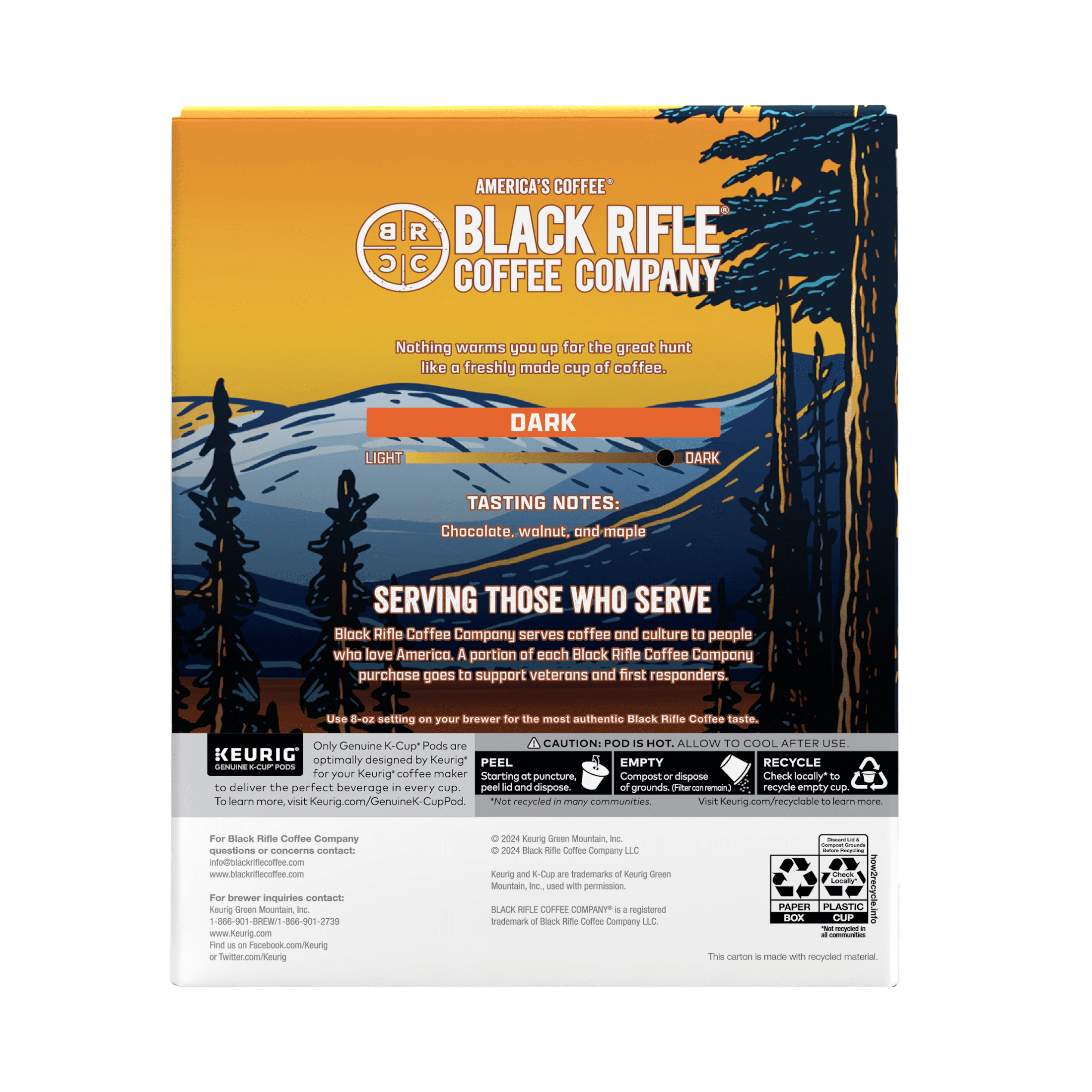Black Rifle Coffee Company Happy Hunting K-Cup Pods, Dark Roast, 22 Ct