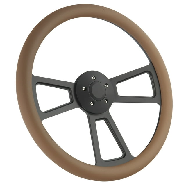 International - All Models 18" Polished Billet & Half Wrap Steering Wheel Big Rig Truck - Tan - THB5