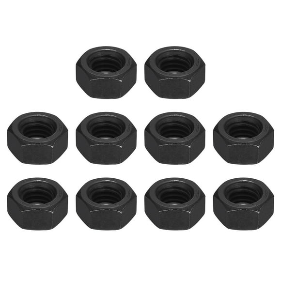 Unique Bargains 7/16-14 Hex Nuts, Carbon Steel Grade 8.8 Black Oxide Hexagon Nut for Screw Bolt, 10 of Pack