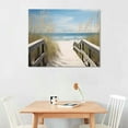 thumbnail image 2 of JEUXUS Beach Pathway Canvas Wall Art - Ocean Theme Artwork Boardwalk Picture with Wood Toned Fence and Weeds Painting for Living Room 20x16in, 2 of 4