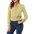 thumbnail image 1 of Blusa casual de manga farol con estampado floral de Allegra K para mujer, amarilla, talla L, 1 of 8