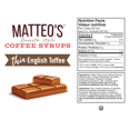 thumbnail image 5 of Matteo's Sugar Free Coffee Syrup, English Toffee, 750mL, 0 Calories, 0 Sugar, (Single Bottle), 5 of 5