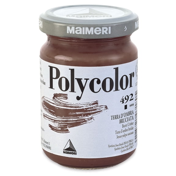 Maimeri Polycolor Vinyl Paints - Burnt Umber, 140 ml jar