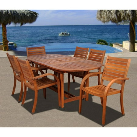Arizona 7-Piece Eucalyptus Extendable Oval Patio Dining Set
