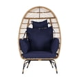 thumbnail image 6 of Oversized Wicker Egg Chair with Ottoman, Indoor Outdoor Lounge Chairs with Thick Cushions, Metal Frame Basket Chair for Porch Backyard Balcony, 500LBS Capacity, Dark Blue, 6 of 8