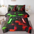 thumbnail image 1 of YST 7-Piece Video Game Comforter Set, Geometric Ombre King Bedding Set, Black Red Green, King, 1 of 4