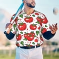 thumbnail image 5 of Zufioo Hand Drawn Tomatoes Print Men's Baseball Short Sleeve, Moisture Wicking Button-Down Hip Hop Tee-X-Large, 5 of 7