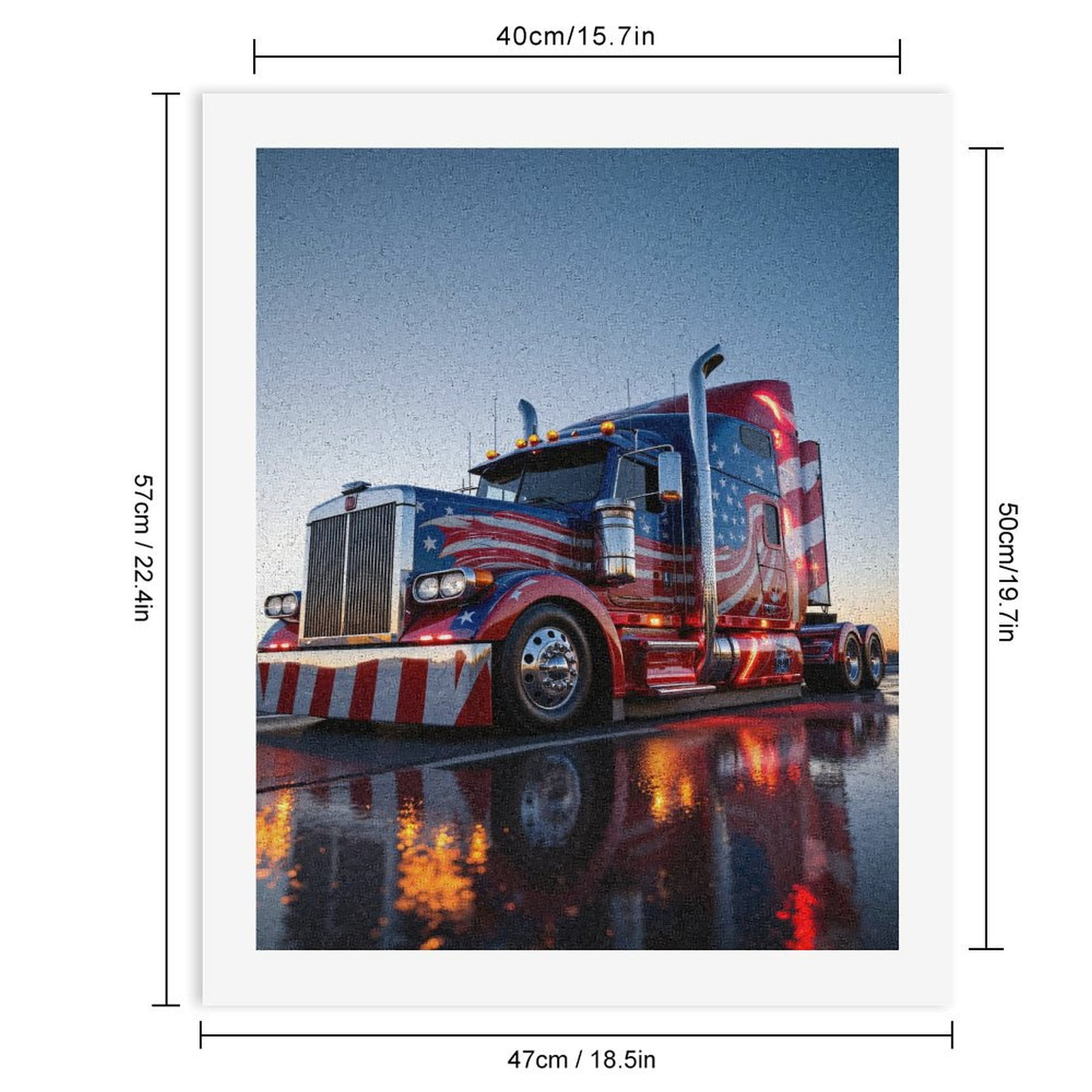 Paint by Numbers Kit for Adults, American Themed Semi Truck Reflection Paint by Numbers, Easy Paint by Numbers Kit for Adults Beginner, DIY Adult Paint by Number Kits on Canvas, Home Decor