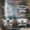 thumbnail image 6 of YEESOOM Chafing Dish Buffet Set, 4 Pack 5-Quart Round Buffet Chafe Warmer Set, Stainless Steel Chafing Dish Buffet Food Warmer with Lid & Holder, 6 of 7