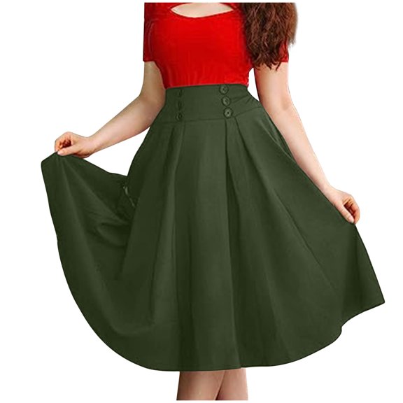 Cavosen Plus Size Skirts for Women High Waist Midi Skirts A Line Solid Skirts Elegant Workout Club Skirt with Pocket