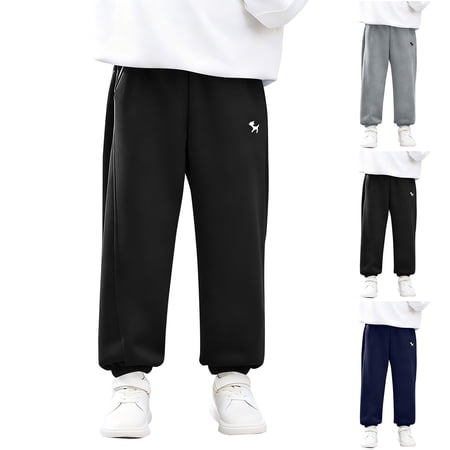 Afuyipoi Boys Printed Sweatpants Fleece Lined Winter Warm Active Cuffed Track Joggers School Uniform Pants Size 4-15 Years Navy Size 9