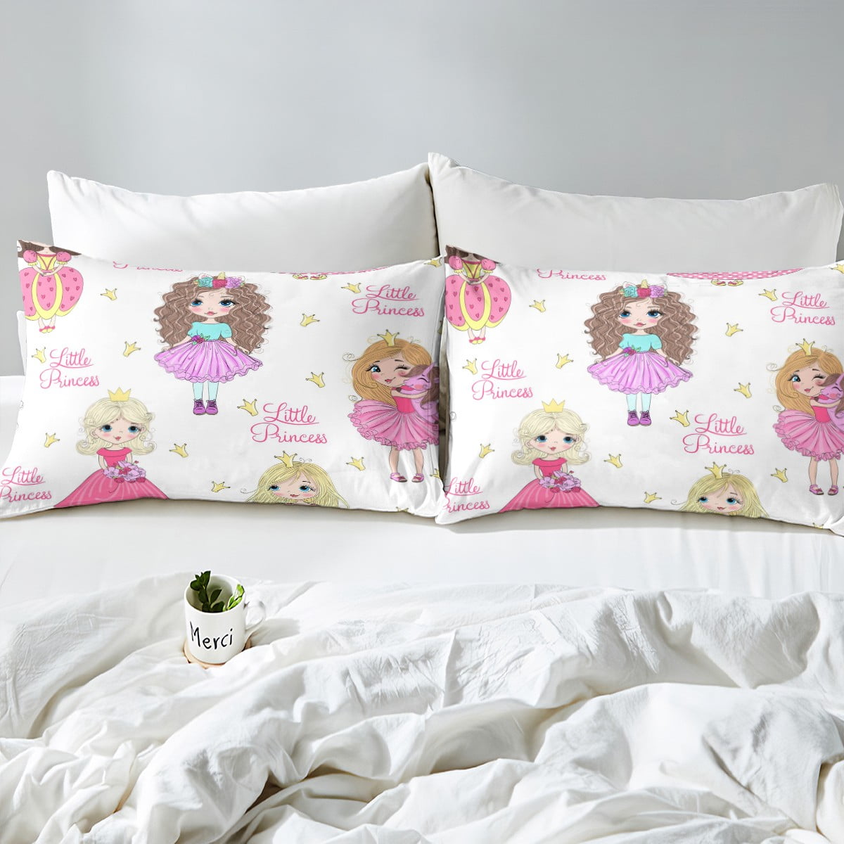 YST Kids Comforter Set Full for Girls Kawaii Princess Bedding Comforters Sets 3 Piece Cute Cartoon Girl Duvet White Pink Super Cozy Microfiber Lightweight Quilt Comforter for Kids Bedroom Walmart