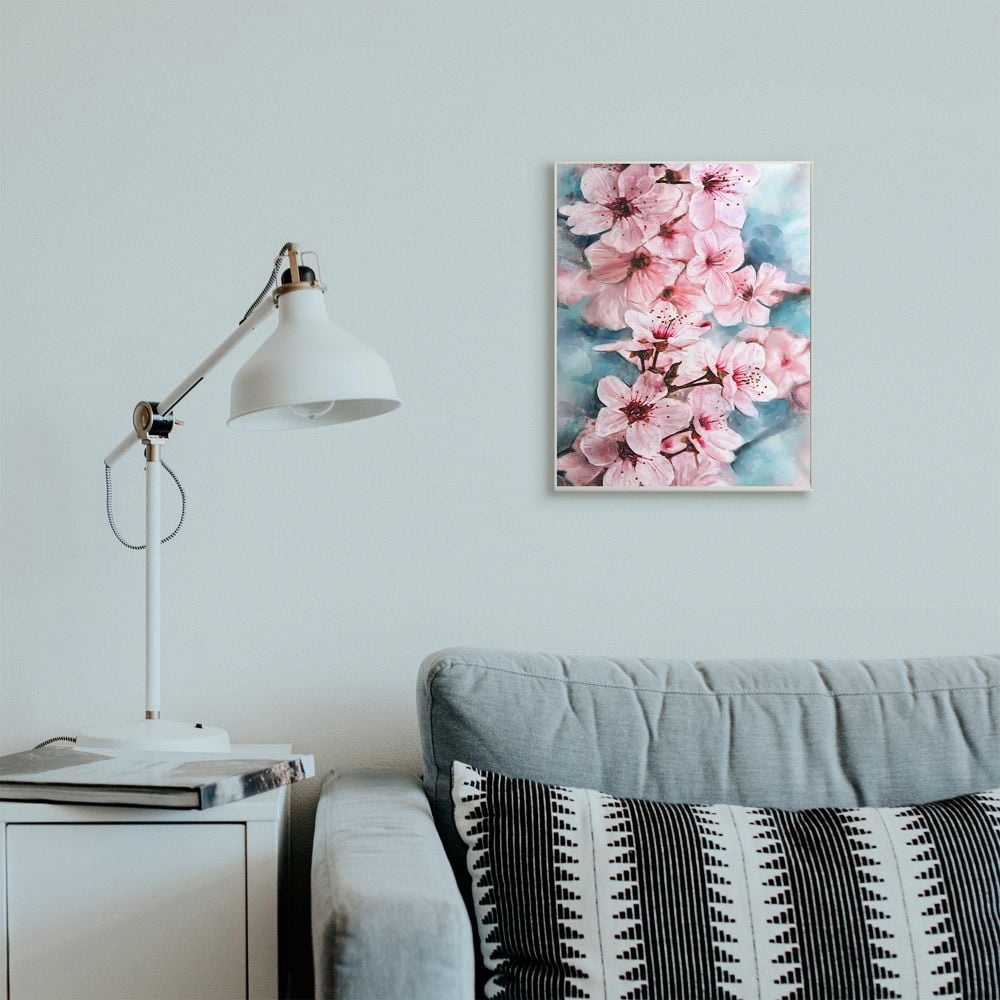 Stupell Industries Branch of Blooming Cherry Blossoms Pink Blue Designed by Ziwei Li