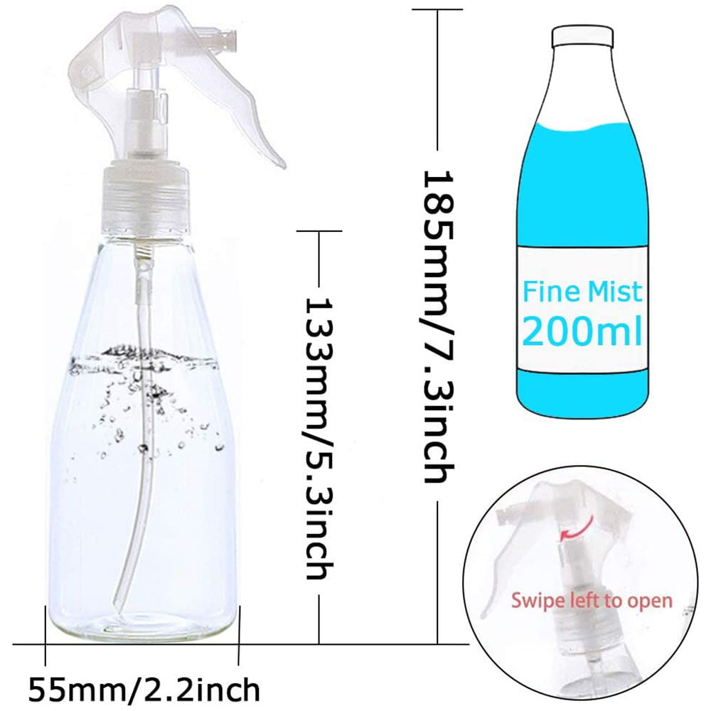 CUBUPO Empty Spray Bottle Clear PET Plastic 200ml Bottles Safe Non-Toxic Odorless Mist Trigger Sprayer Leak-proof Great for Cleaning Products Garden using Beauty Treatments 5pcs 