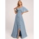 thumbnail image 3 of Vestido de dama de honor Deamify, largo, de gasa, coral, cuello en V 2025, 3 of 8