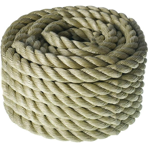 HOSTIC Twisted 3 Strand Polypropylene Synthetic Rope Multipurpose Artificial Manila Rope 1 Inch x 50 Feet