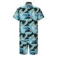 thumbnail image 2 of JYYYBF Men's 2 Pcs Beach Set Leaves/Flower Print Short Sleeve Holiday Hawaii Shirts Tops Casual Elastic Waist Shorts Summer Outfits, 2 of 6
