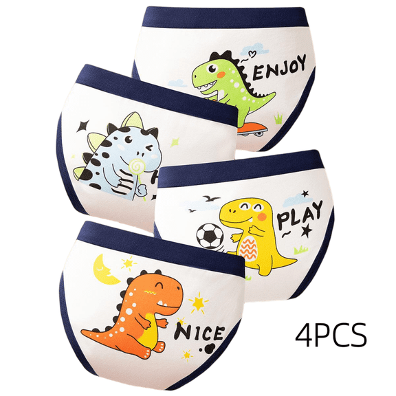 LYMAYTER 4PCS Boys Soft Cotton Briefs Toddler Kids Lightweight Breathable Daily Underwear M-3XL