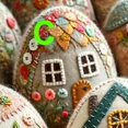 thumbnail image 1 of Patchwork Felt Egg House DIY Kit, DIY Patchwork Felt Egg House Chick House Craft Kit with Material Package, Instructions, Handmade Embroidered Felt Easter Eggs Kit, Home Easter Eggs Ornaments, 1 of 6