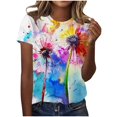thumbnail image 1 of TSADFHJI Hauts d'Été avec Manches T-Shirt à Manches Courtes Col Rond Imprimé pour Femmes G Marine, 1 of 5