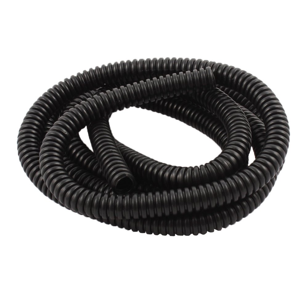 Plastic Corrugated Wire Tubing 1.46M Length 8mm Inner Diameter Black