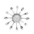 thumbnail image 1 of Reloj de Pared Grande QZ con cubiertos Plata 36 cms x 2 cms, 1 of 5