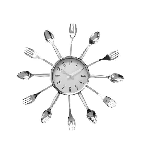 Reloj de Pared Grande QZ con cubiertos Plata 36 cms x 2 cms
