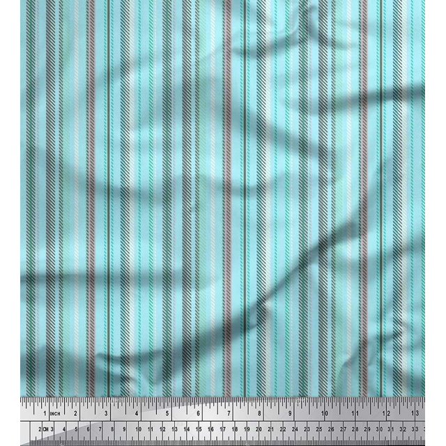 Soimoi Crepe Silk Fabric Diagonal Line & Stripe Printed Craft Fabric by The Yard 42 Inch Wide
