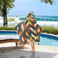 thumbnail image 3 of Yayeee Kids Hooded Towel with Hand Pockets Beach Soft Absorbent Bath Wrap 50 x 23.5 inch, Red Geometric, 3 of 5