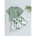 thumbnail image 4 of Suealasg Kid Girls Clothes 18M 2T 3T 4T 5T 6T Little Girls Short Sleeve Lapel Collar Tops + Mini Pleated Skirt Set 2PCS Casual Summer Outfits for Child Girls, 4 of 9