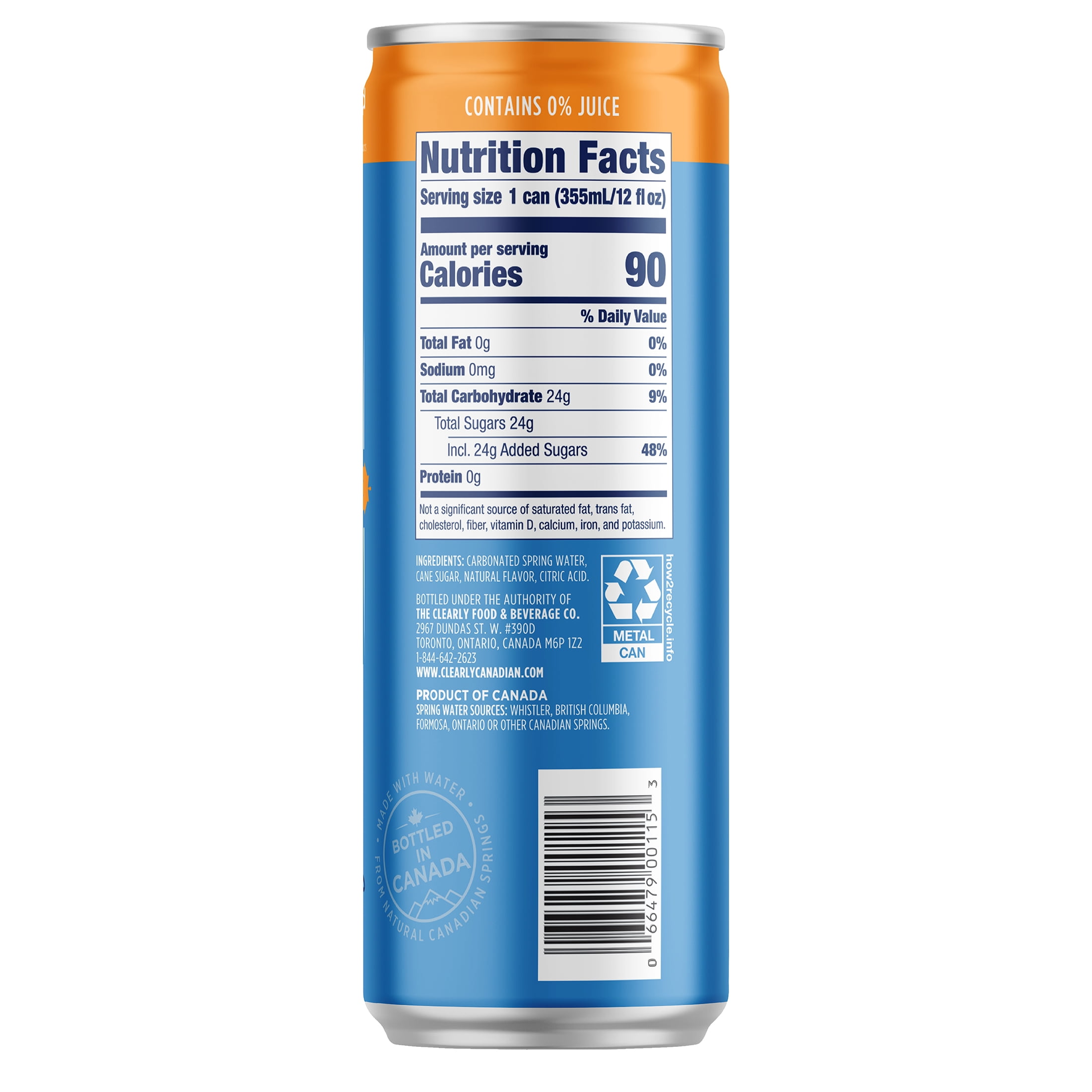 Clearly Canadian Orchard Peach Sparkling Water, 24-Pack, 12 oz Cans