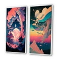 thumbnail image 3 of Designart "Ancient Legends Mythical Visions of Magic V" Abstract Landscape Framed Wall Art Set Of 2 - Modern Pink Framed Canvas Set For Living Room Decor, 3 of 6