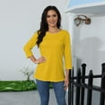 thumbnail image 5 of Womens 3/4 Sleeve Blouses，Women'S Casual 3/4 Sleeve T-Shirts Round Neck Cute Tunic Tops Basic Tees Blouses Loose Fit Pullover Shirt，Yellow，M, 5 of 6
