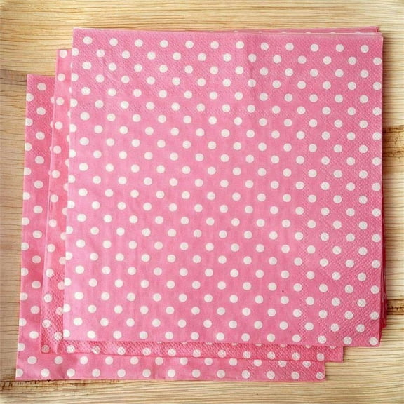 Efavormart Polka Dots Restuarant Party Beverage Paper Napkins - Pink/White - 20 PCS