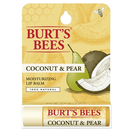 - Burt's Bees 100% Natural Moisturizing Lip Balm, Coconut & Pear with Beeswax & Fruit Extracts - 1 Tube