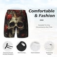 thumbnail image 3 of Yiaed Classical Rose Crown Skull Print Mens Swim Trunks Bathing Suit Compression Liner Beach Swim Shorts Swimwear Quick Dry Zipper Pocket No-Chafing Board Short-X-Large, 3 of 6