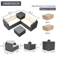 thumbnail image 5 of 4 Pieces Wicker Furniture Set, Outdoor Conversation Sofa Set, PE Rattan Sectional with 2 Cushioned Loveseats, Glass Coffee Table and Side Cabinet, for Patio, Backyard, Poolside, Deck, Beige, D5641, 5 of 10