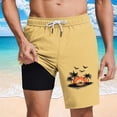 thumbnail image 2 of GUZOM Mens Yellow Swim Trunks Quick Dry with Liner, Tropical Sunset Print Board Shorts for Beach Pool Vacation, Elastic Waist & Pockets,Size XL, 2 of 6