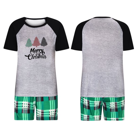 EGNMCR Christmas Pajamas for Family, Classic Plaid Xmas Sleepwear for Christmas Parent-Child Outfit Men's Fashion Top Hooded Outwear Coat Short Sleeve Coat Parkas Women Blouse pants