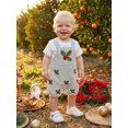 thumbnail image 6 of RUINIXCW Newborn Baby Boy Christmas Outfit Infant Boys Romper Overalls Xmas Clothes Striped Cute Embroidery Sleeveless Jumpsuit Shorts, 6 of 10