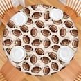 thumbnail image 2 of Brown Footballs on Beige Pattern Round Fitted Tablecloth with Elastic Edge,Dining Table Cover Waterproof,Outdoor Round Tablecloth for Camping,Dining,Indoor and Outdoor, 2 of 7