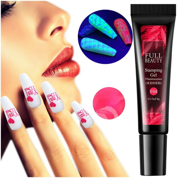 Bagmrteho Glitter Nail Printing Glue Tube Steel Plate Transfer Nail Polish 8ml -LED Gel Nail Polish Stamping Plate Lip Glitter Glitter Jar Clear on Nails Out The Door Fast Drying Top Coat Nail Nail