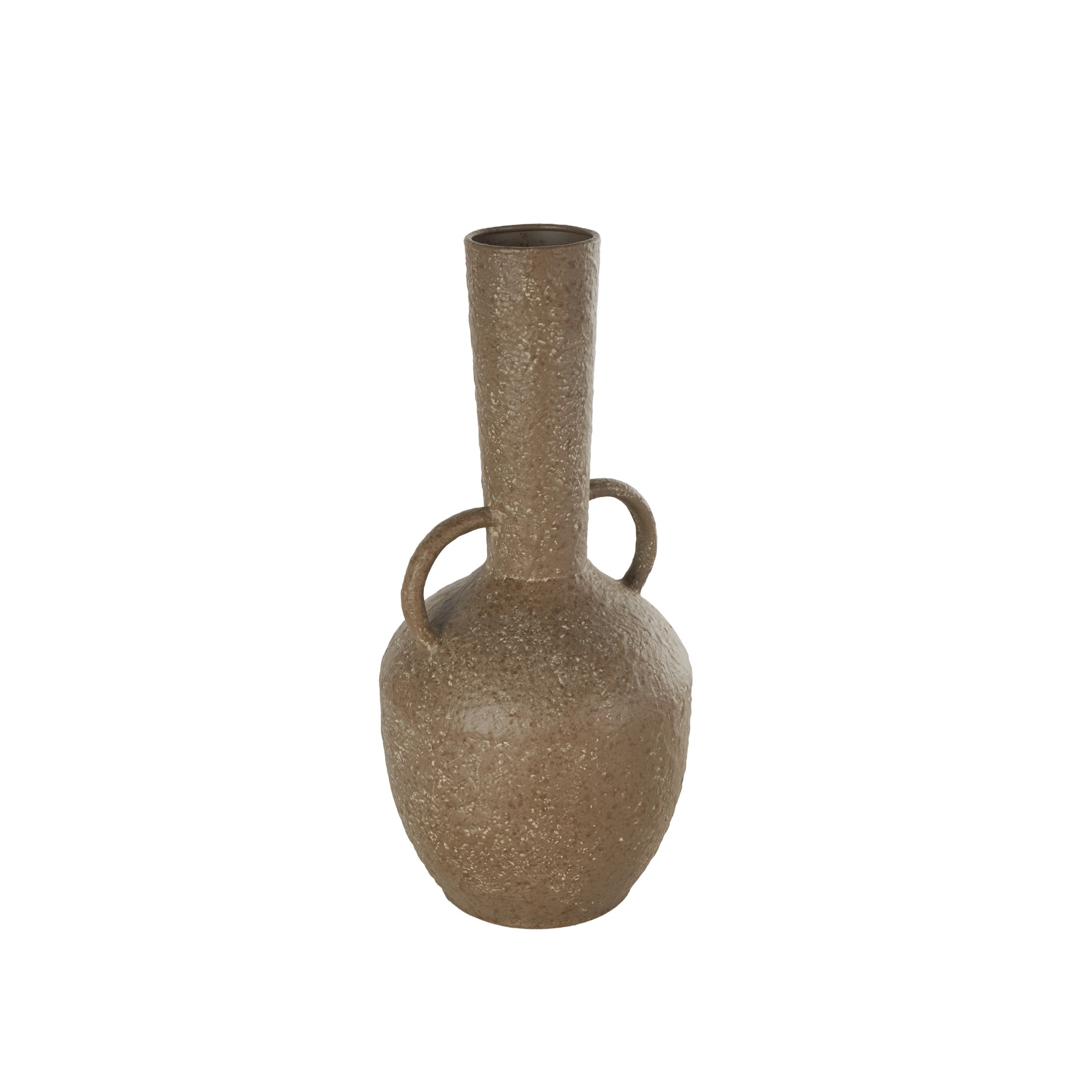 DecMode 17" Antique Inspired Brown Metal Vase with Handles