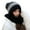 Black, variant on UDIYO Knitted Hat 2 in 1 Pompom Contrast Color Stripes Stretchy Thickened Ears Protection Soft Windproof Winter Women Beanie Cap Scarf for Outdoor