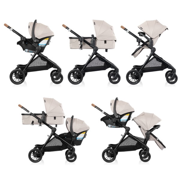 Evenflo Pivot Xpand NXT Travel System featuring LiteMax NXT Infant Car Seat, Canyon Beige