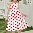 thumbnail image 4 of FamilyThread Girls Polka Dot Sleeveless Dresses Spaghetti Strap Summer Swing Twirly Sundress A-Line Dress For 4-14Y, 4 of 7